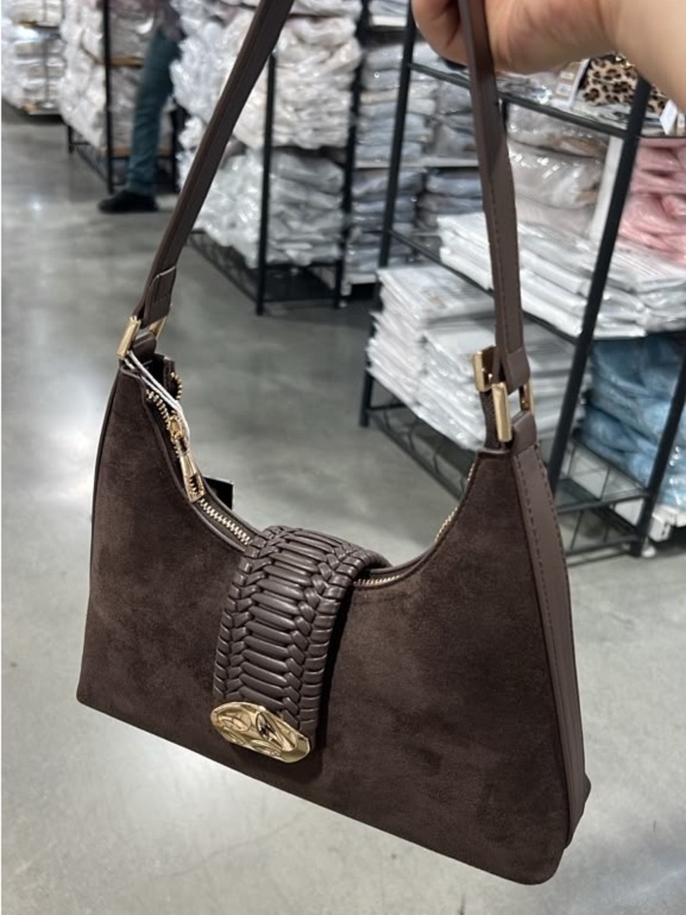 Classic Braided Flap Shoulder Bag in Dark Brown